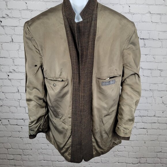 Oscar De La Renta Brown 100% Lambswool 2 Button Blazer Sport Coat Size 48R - Picture 8 of 16